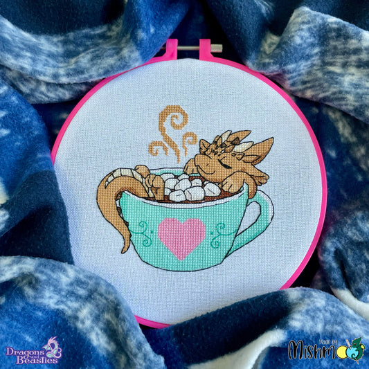 Hot Cocoa Dragon Cross Stitch Pattern