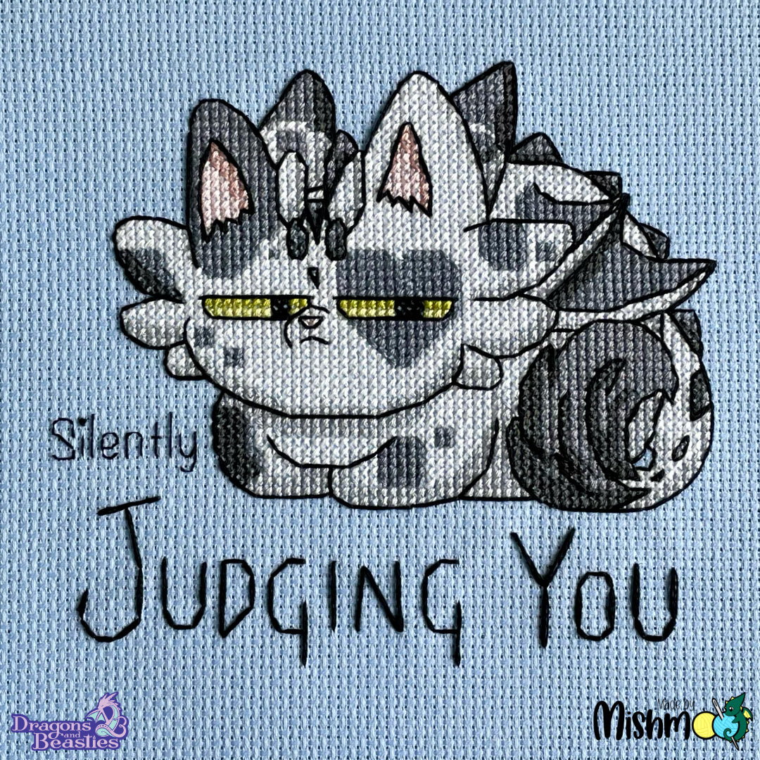 Judging Cat Cross Stitch Pattern