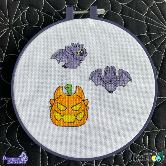 Bats & Pumpkin Cross Stitch Pattern