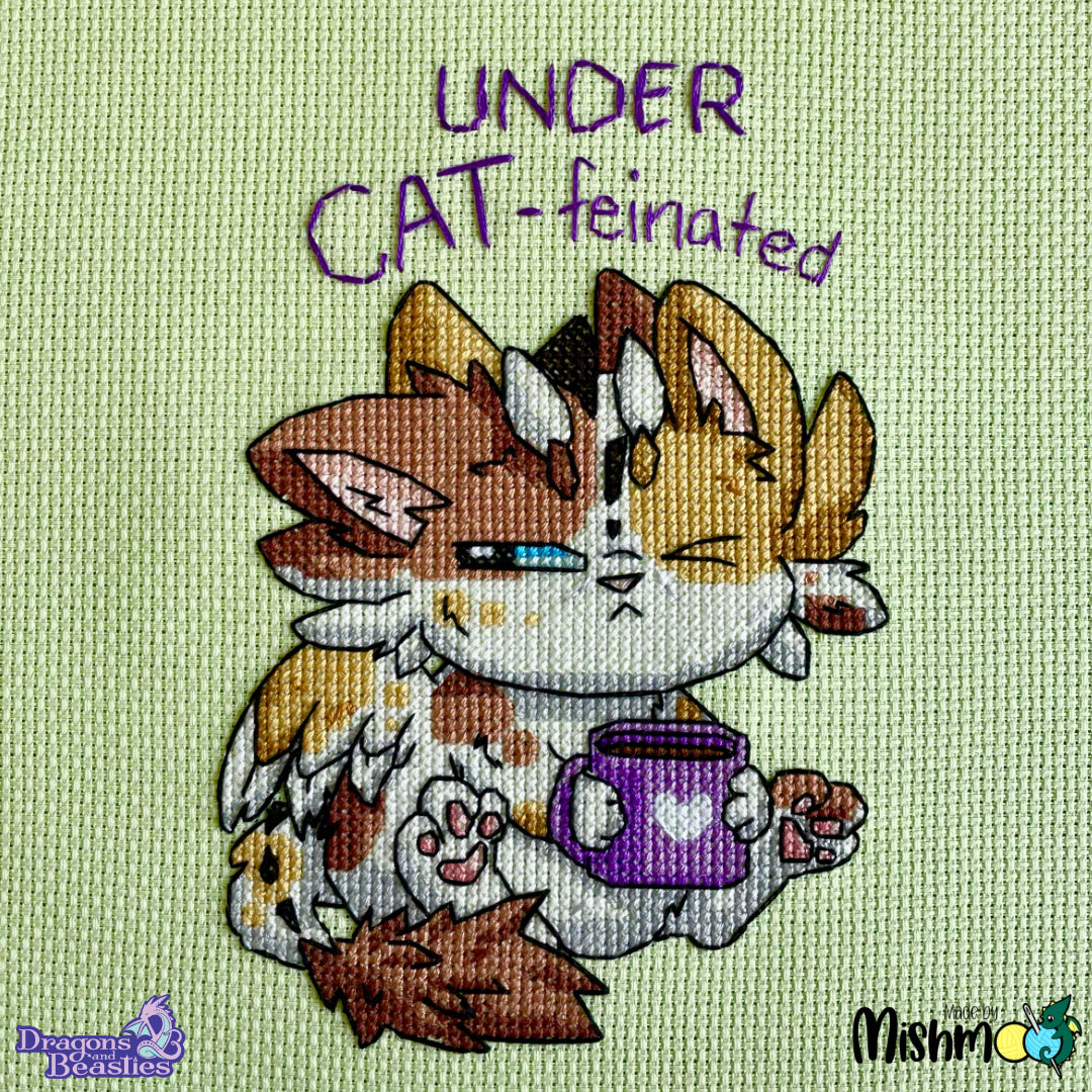 Under Cat-feinated Cat Cross Stitch Pattern