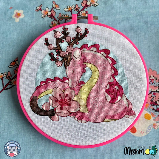 Cherry Blossom Dragon Cross Stitch Pattern
