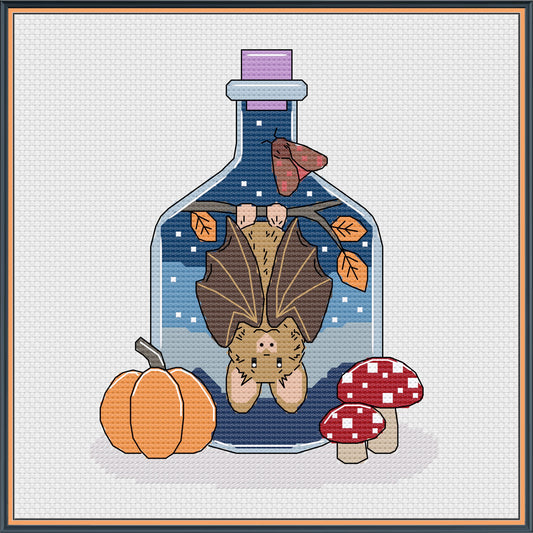Bat/Cosy Potion Bottle Cross Stitch Pattern