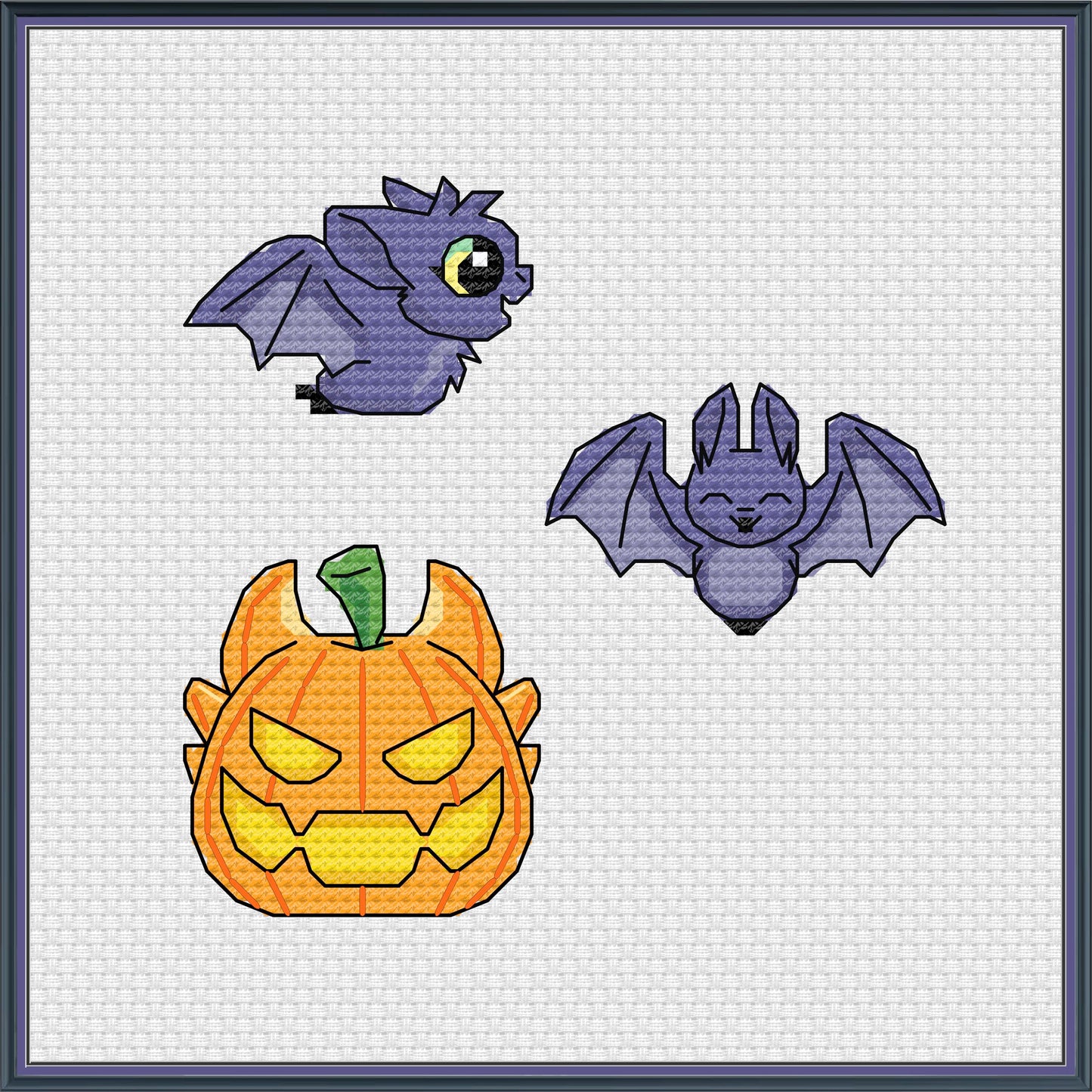 Bats & Pumpkin Cross Stitch Pattern