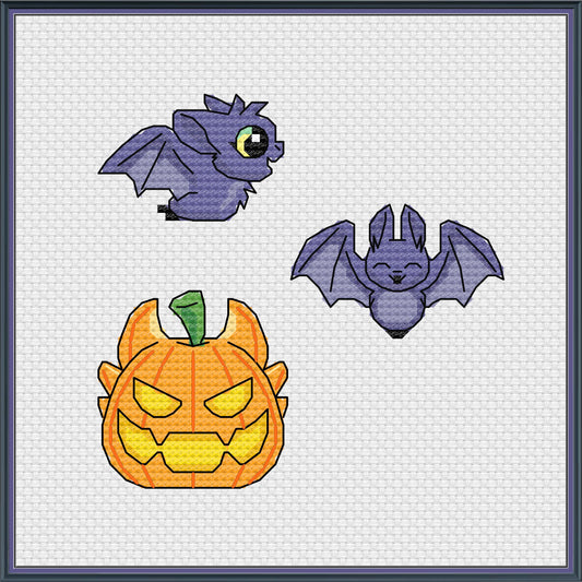 Bats & Pumpkin Cross Stitch Pattern