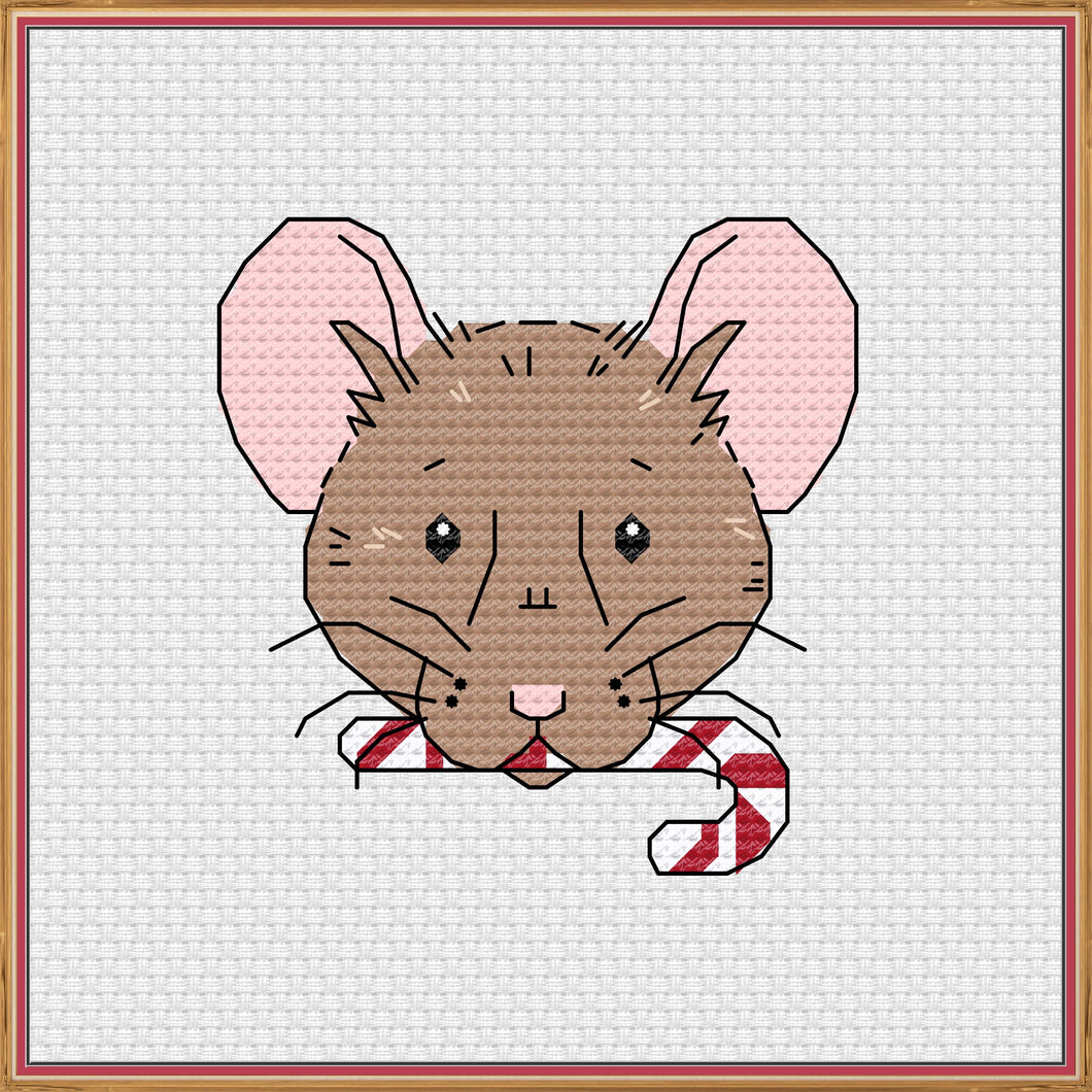 FREE Candy Cane Rat Cross Stitch Pattern