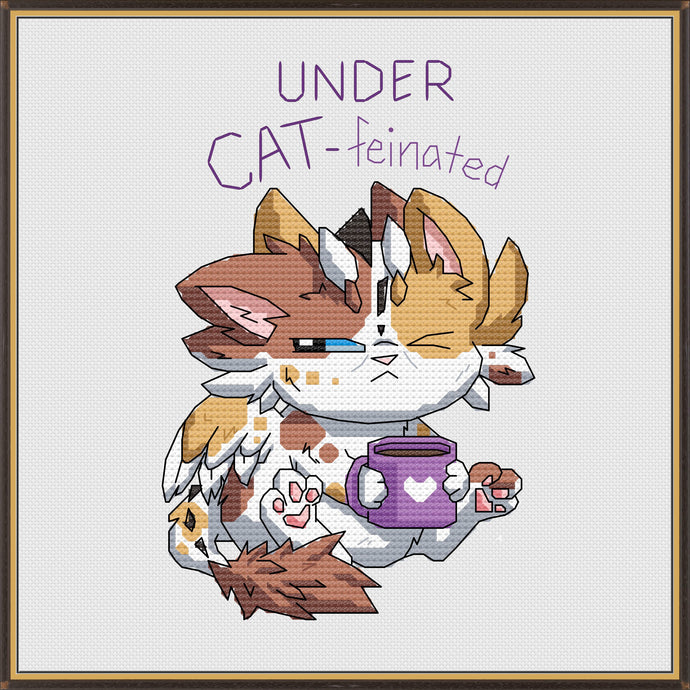 Under Cat-feinated Cat Cross Stitch Pattern