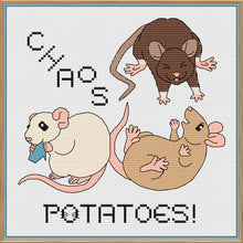 Load image into Gallery viewer, Chaos Potatoes Rat Cross Stitch Pattern