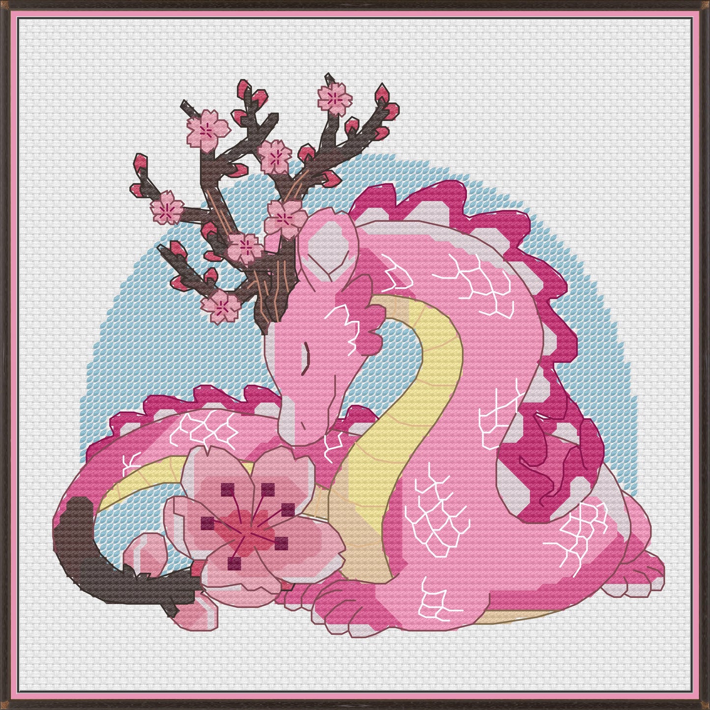 Cherry Blossom Dragon Cross Stitch Pattern