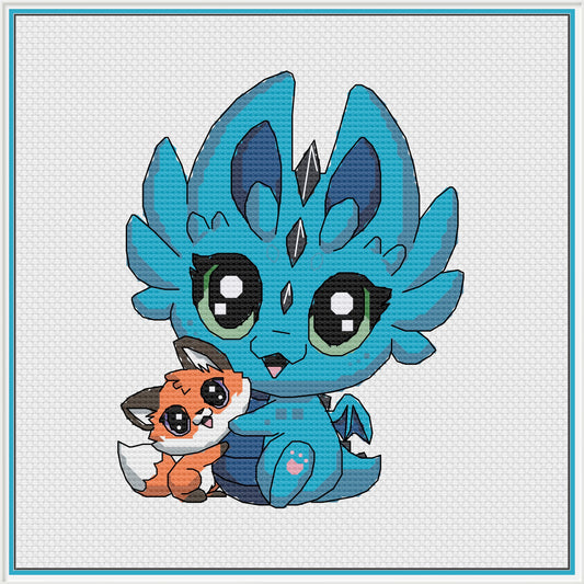 Chibi Kit & Biscuit Cross Stitch Pattern