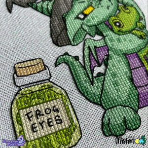 Witch Dragon & Frog (Phoebe & Forg) Cross Stitch Pattern
