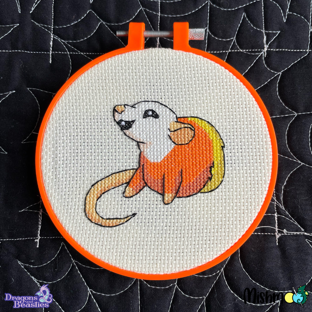 Candy Corn Rats Cross Stitch Pattern