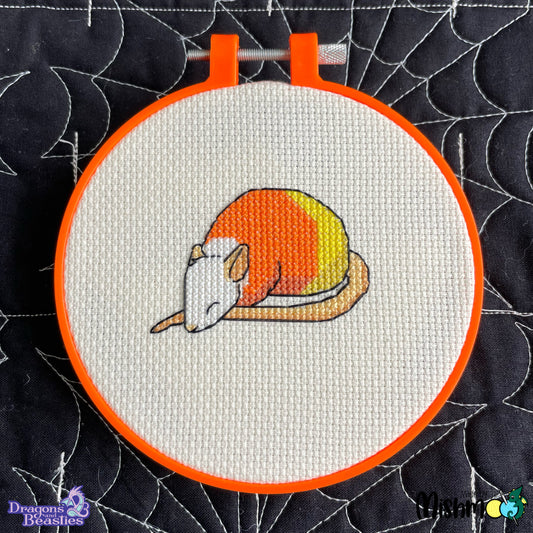 FREE Sleepy Candy Corn Rat Cross Stitch Pattern - Beginner Friendly