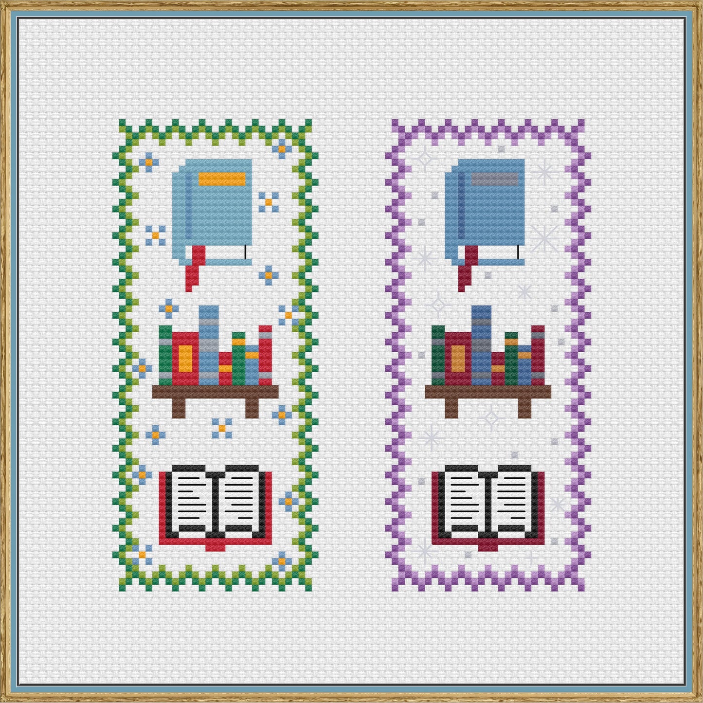 Day & Night Library Bookmarks Cross Stitch Pattern