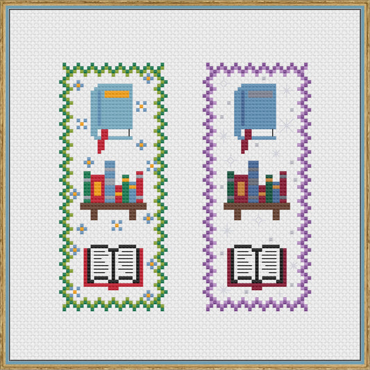 Day & Night Library Bookmarks Cross Stitch Pattern