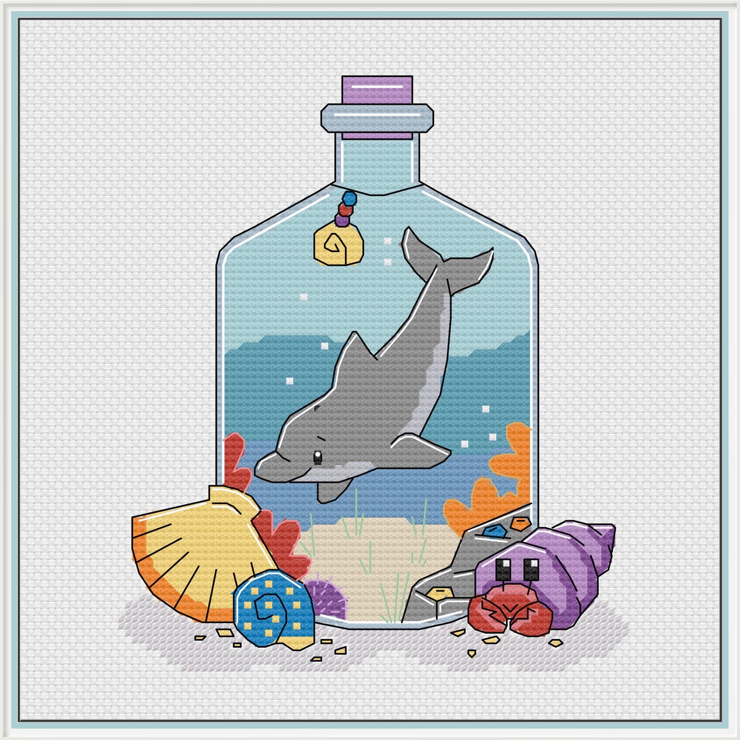 Dolphin/Sunshine Potion Bottle Cross Stitch Pattern