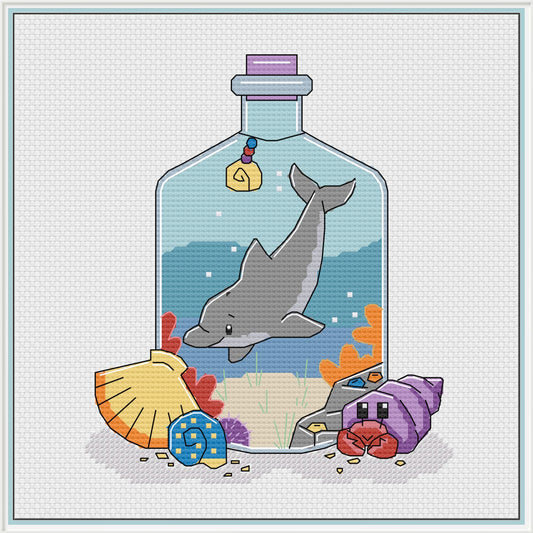 Dolphin/Sunshine Potion Bottle Cross Stitch Pattern
