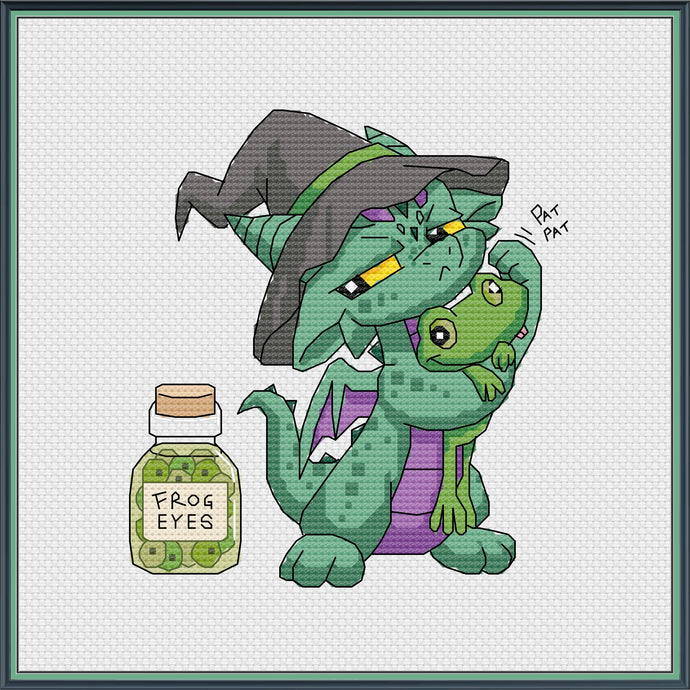 Witch Dragon & Frog (Phoebe & Forg) Cross Stitch Pattern