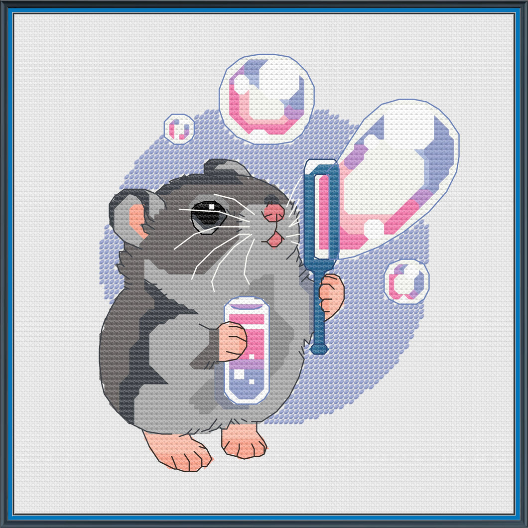 Hamster Bubbles Cross Stitch Pattern