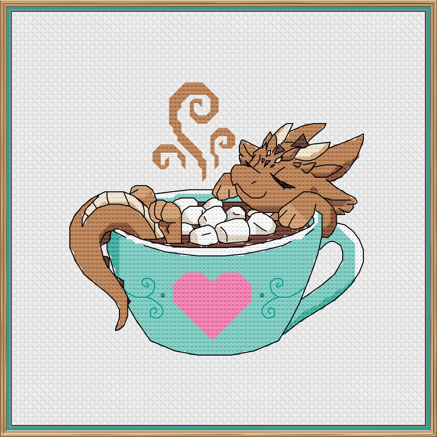 Hot Cocoa Dragon Cross Stitch Pattern