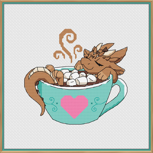 Hot Cocoa Dragon Cross Stitch Pattern
