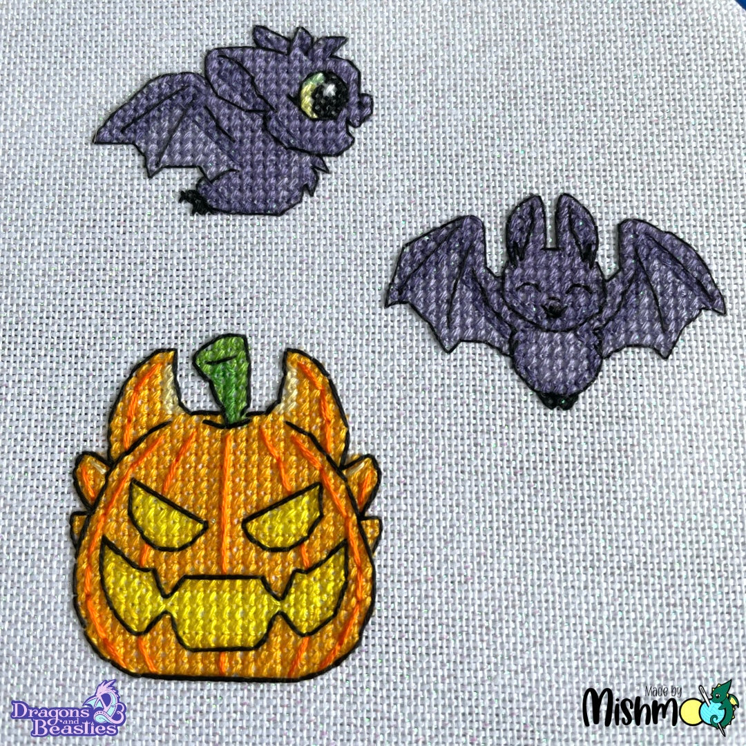 Bats & Pumpkin Cross Stitch Pattern