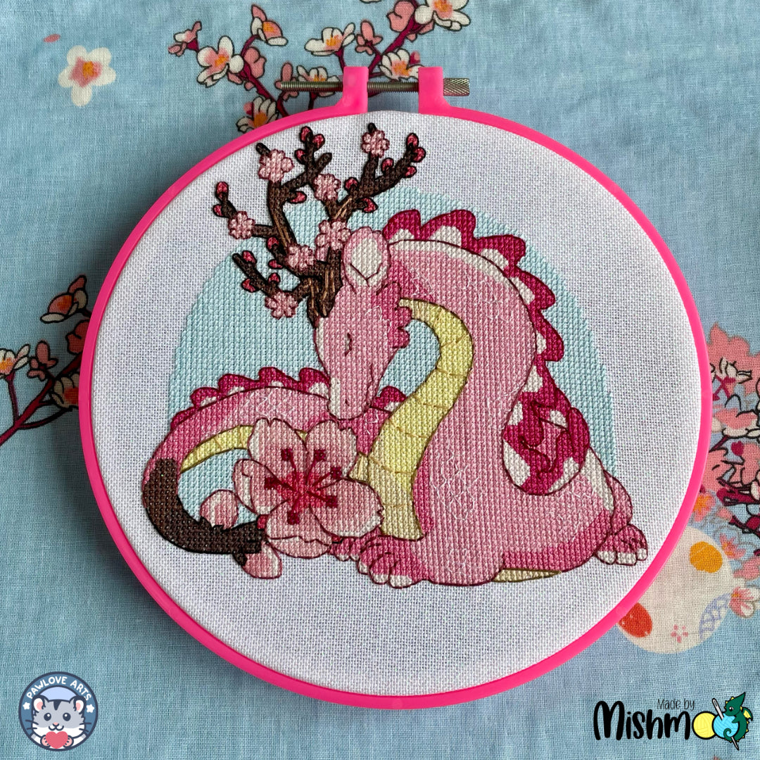 Cherry Blossom Dragon Cross Stitch Pattern