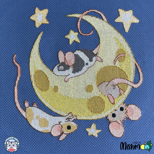 Moon Mice Cross Stitch Pattern