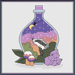 Badger/Calming Potion Bottle Cross Stitch Pattern