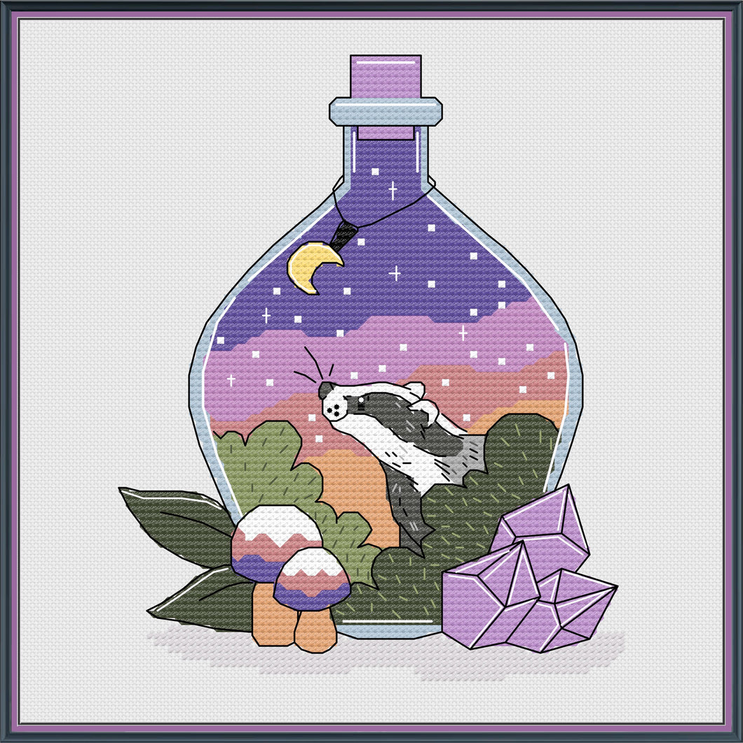 Badger/Calming Potion Bottle Cross Stitch Pattern