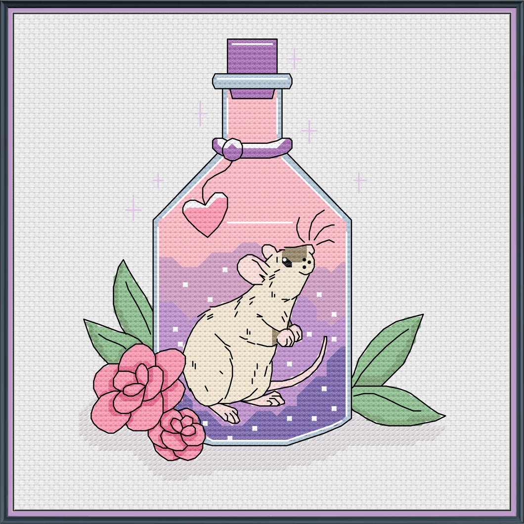 Rat/Joy Potion Bottle Cross Stitch Pattern
