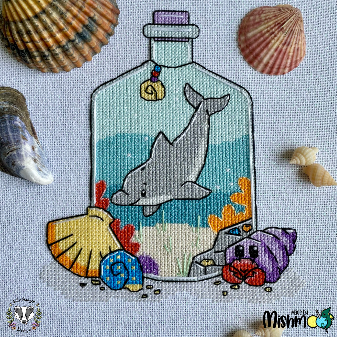 Dolphin/Sunshine Potion Bottle Cross Stitch Pattern
