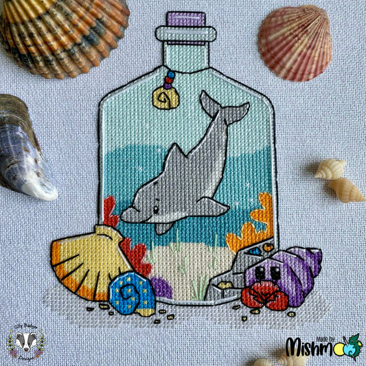 Dolphin/Sunshine Potion Bottle Cross Stitch Pattern