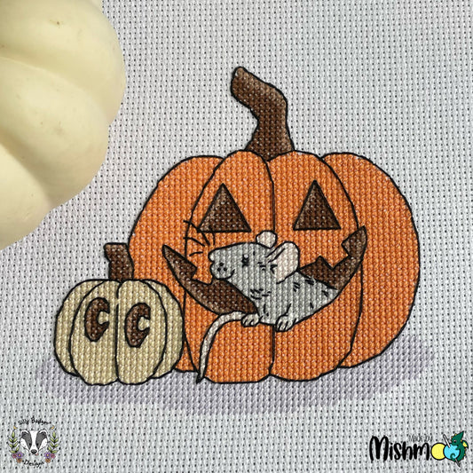 Rat Jack-o’-lantern Cross Stitch Pattern