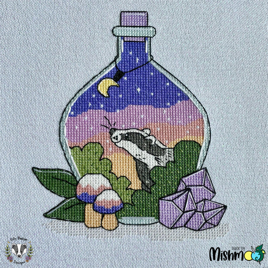 Badger/Calming Potion Bottle Cross Stitch Pattern