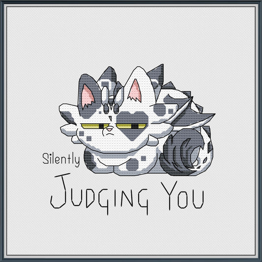 Judging Cat Cross Stitch Pattern