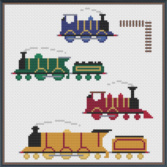 Steam Trains Cross Stitch Pattern
