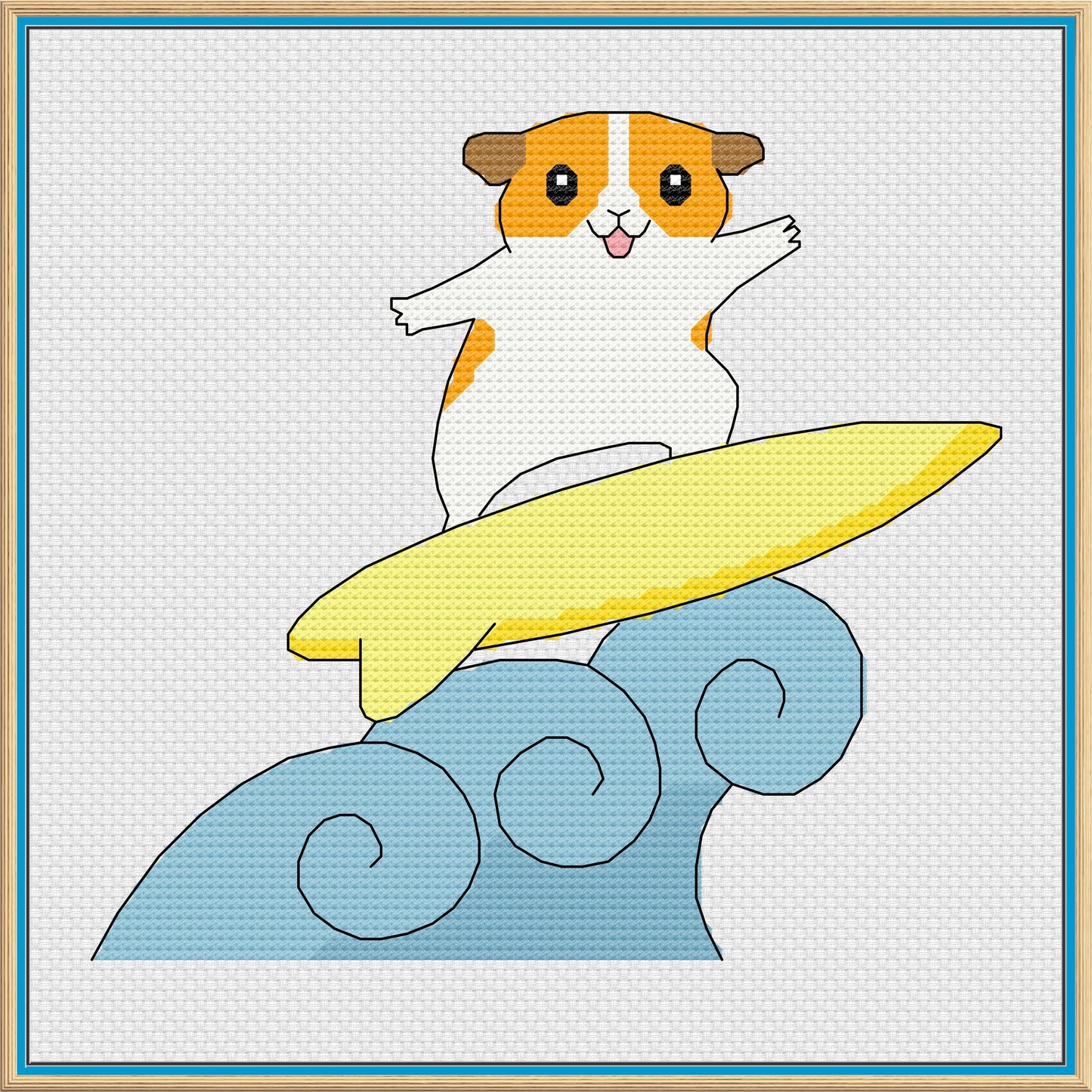 Surfing Guinea Pig Cross Stitch Pattern