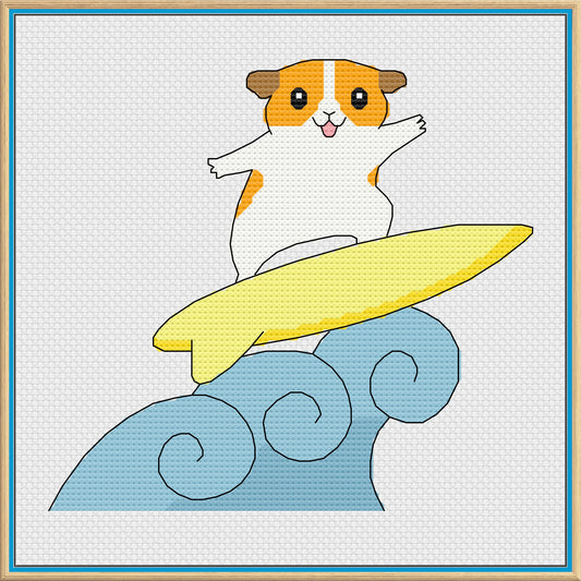 Surfing Guinea Pig Cross Stitch Pattern
